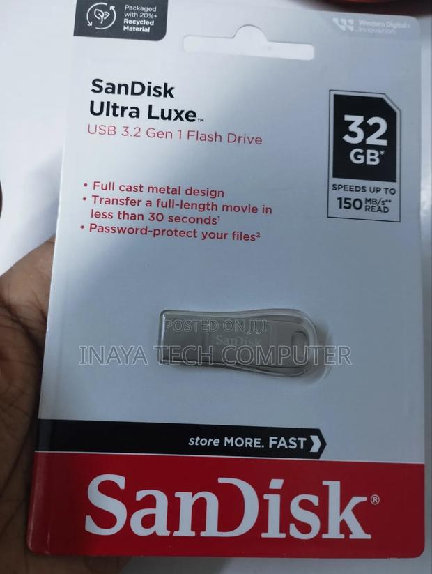 32gb Sandisk Ultra Luxe Usb 3.2 Gen 1 Flash Drive