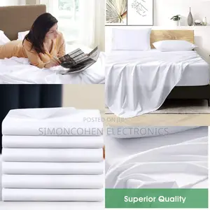 6pc Pure Cotton White Bedsheets
