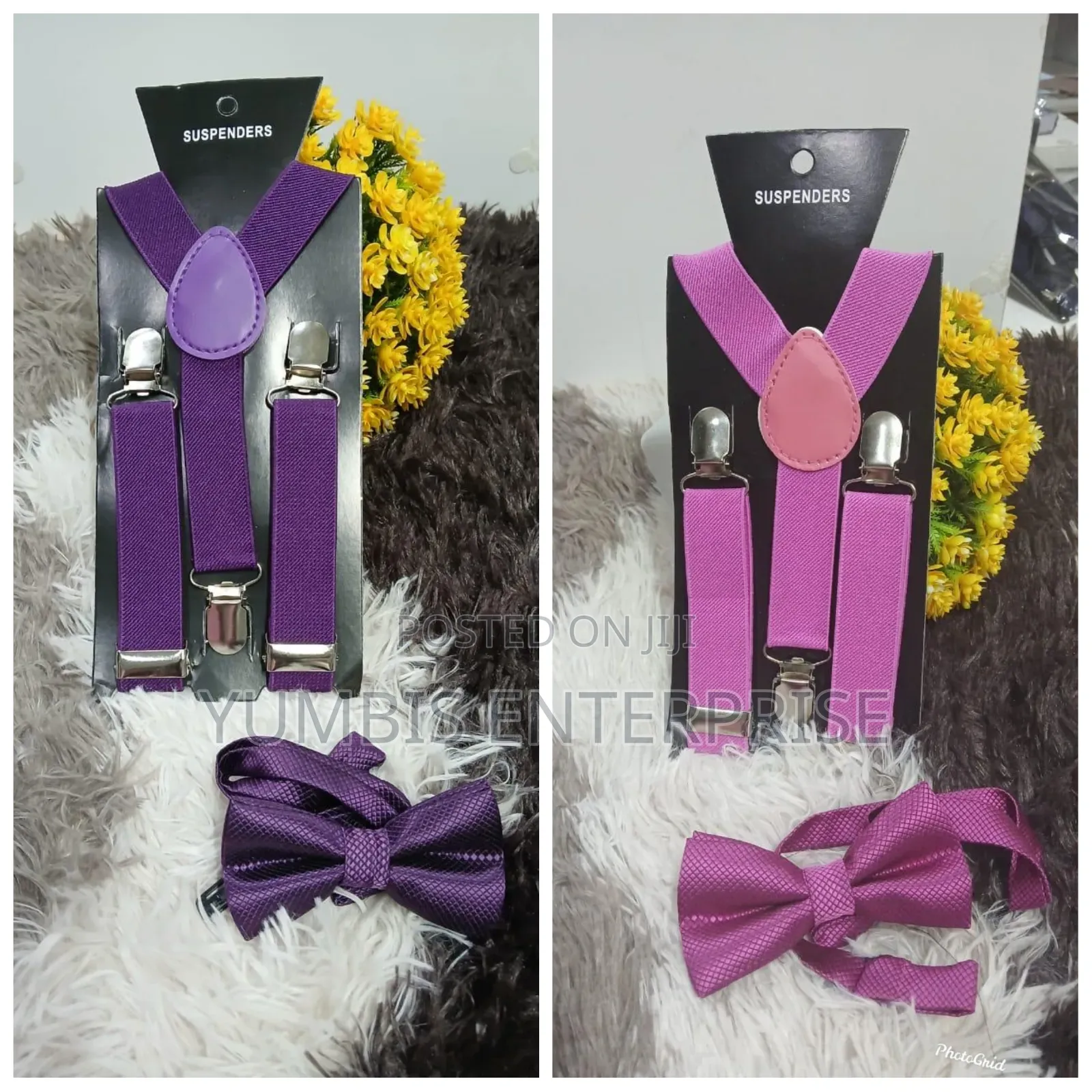 Kids Small Purple Color Suspenders Set With Bowtie at 700
