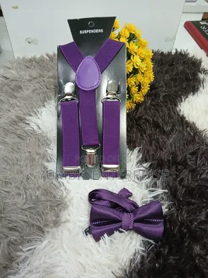 Kids Small Purple Color Suspenders Set With Bowtie at 700