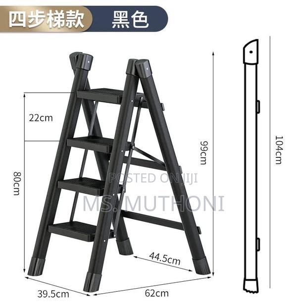 4-step Foldable Ladder Red, Black , White - thumbnail 2