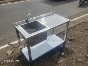 Heavy Duty Stainless Steel Handwash Basin With a Workspace