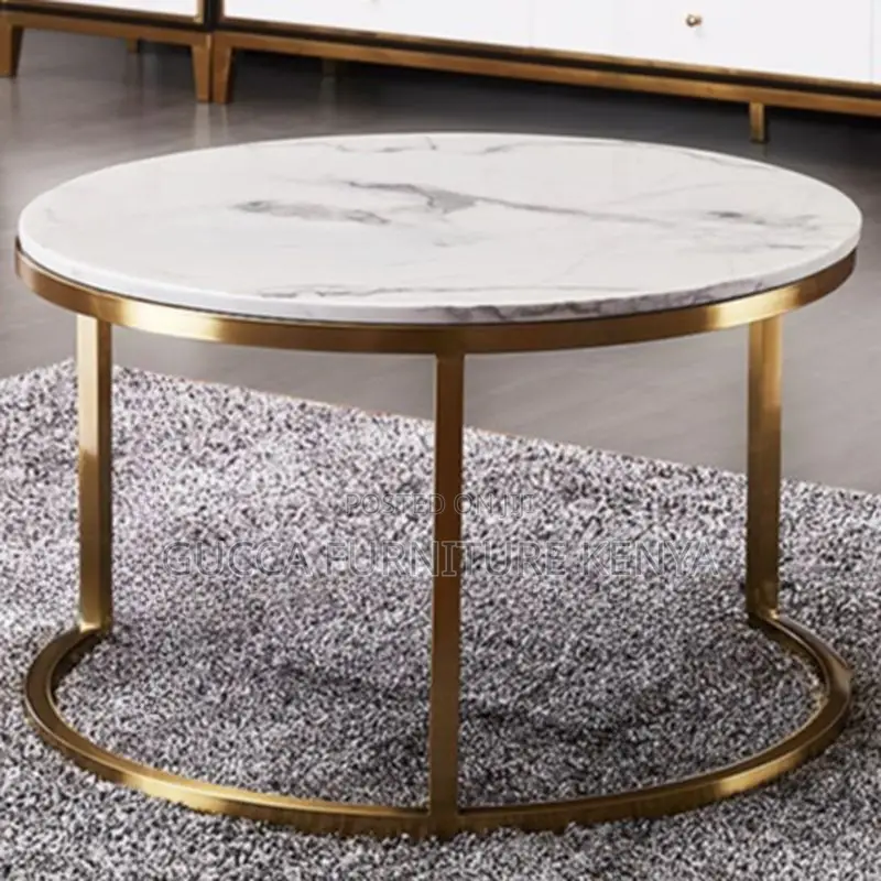 Coffee Tables: Twin Circular Marble Top Office Side Table