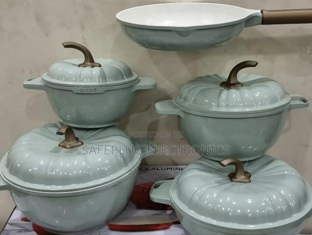 Nsfe - 9pcs Pumpkin Granite Cookware Set - Durable - main view