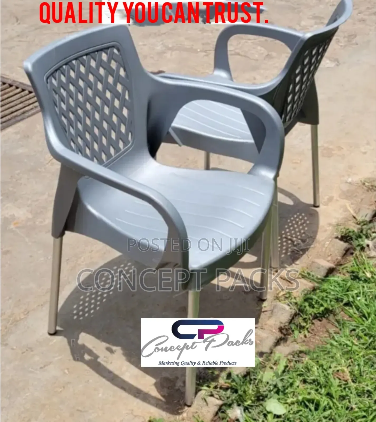 Grey Complast Garden Chairs