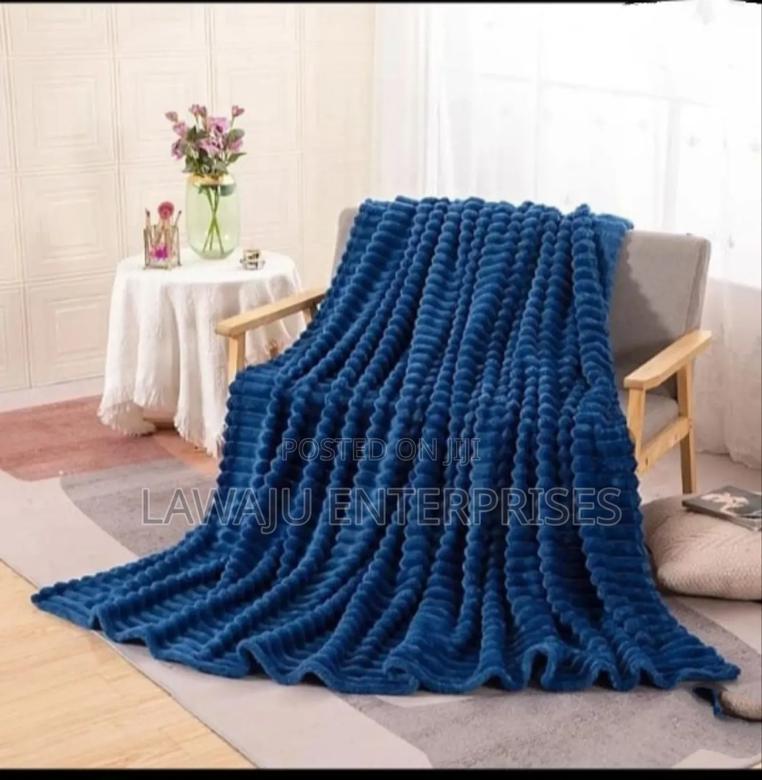 Navy Blue Velvet Throw Blanket