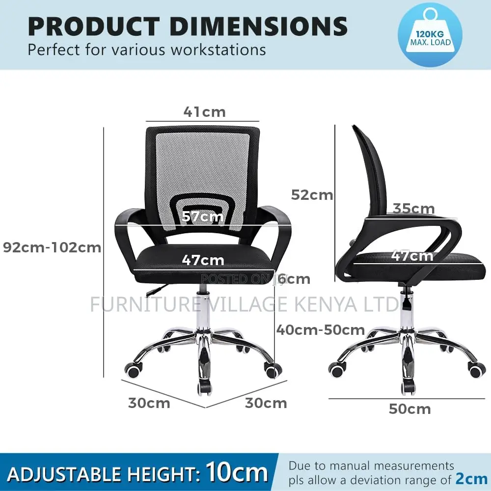 Adjustable Height Breathable Mid Back Swivel Chair