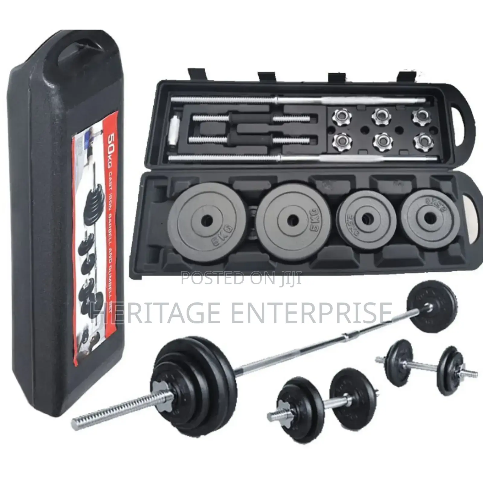 Weights Adjustable Set Weight Plates and Barbell 50kg