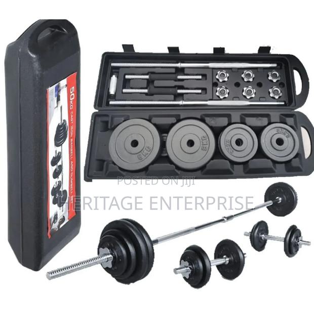 Weights Adjustable Set Weight Plates and Barbell 50kg