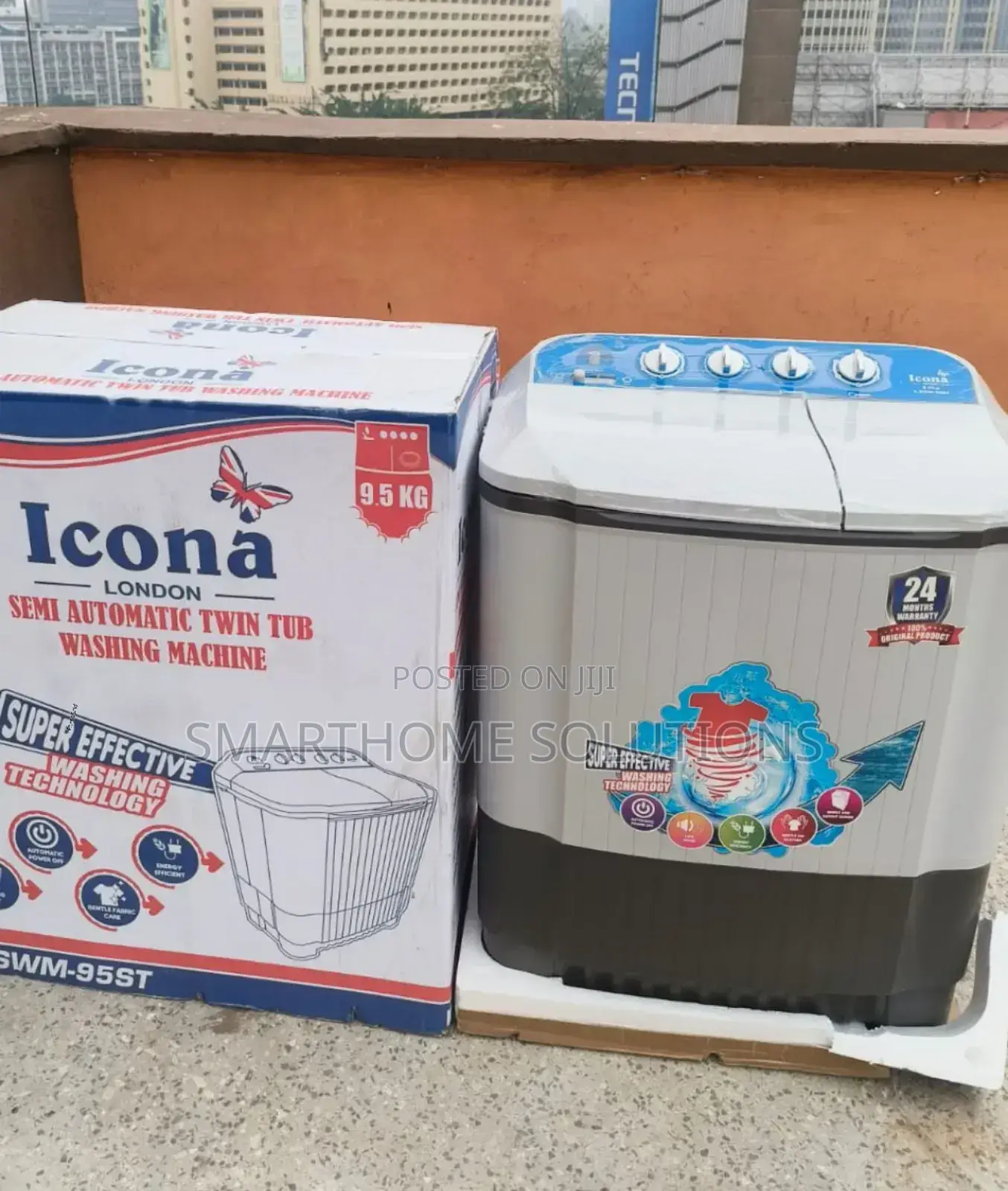 White 9.5kgs Icona Tub Washing Machine I/9.5kg