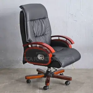 Office Chairs: Reclining Directors Chair With Wooden Armrest