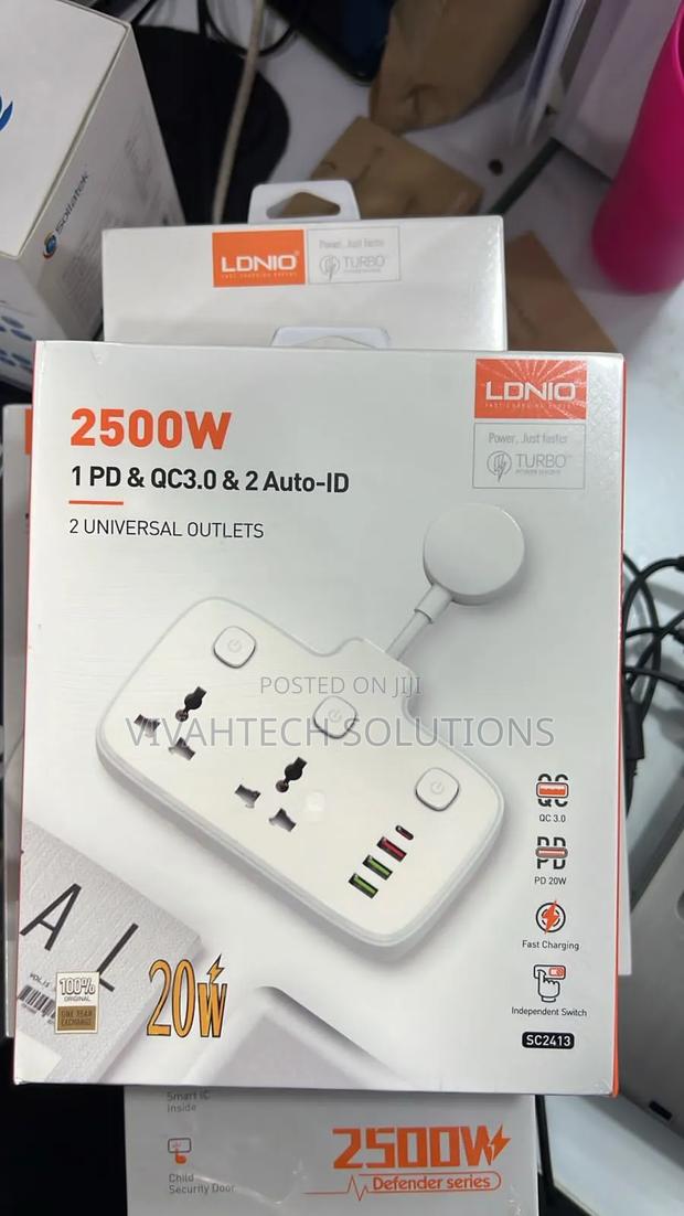 Ldnio 2 Ways + 3 Usb Port 2500w Extention Surge Protector - main view