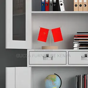 Cabinets: Metallic 2-Door Cabinet With Drawers for Office