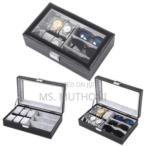 *6+3 Slots Pu Leather Watch Sunglass Organizer Box Display - thumbnail 3
