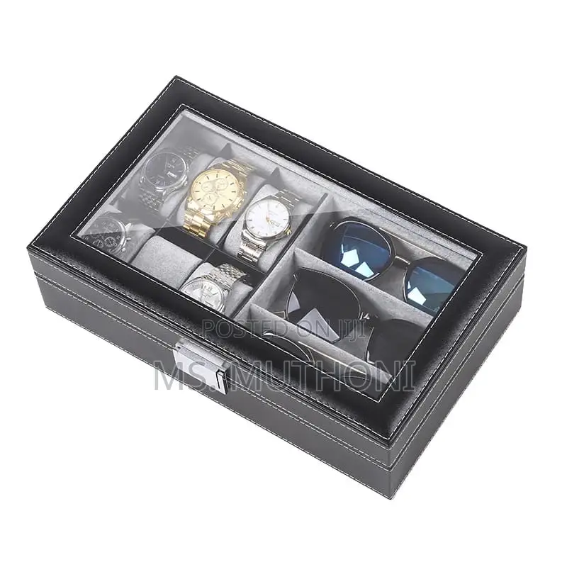 *6+3 Slots Pu Leather Watch Sunglass Organizer Box Display