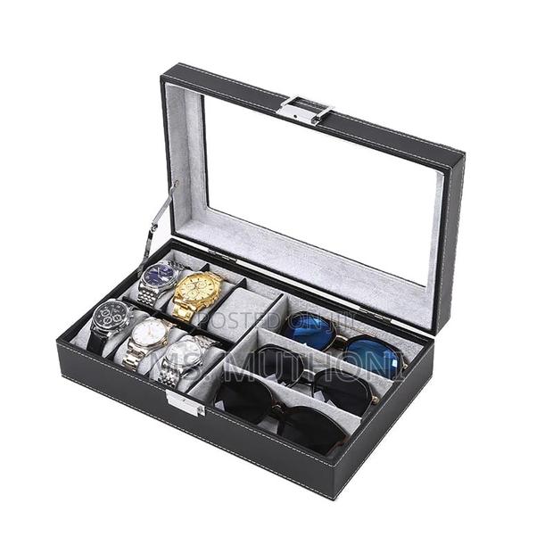 *6+3 Slots Pu Leather Watch Sunglass Organizer Box Display - thumbnail 2