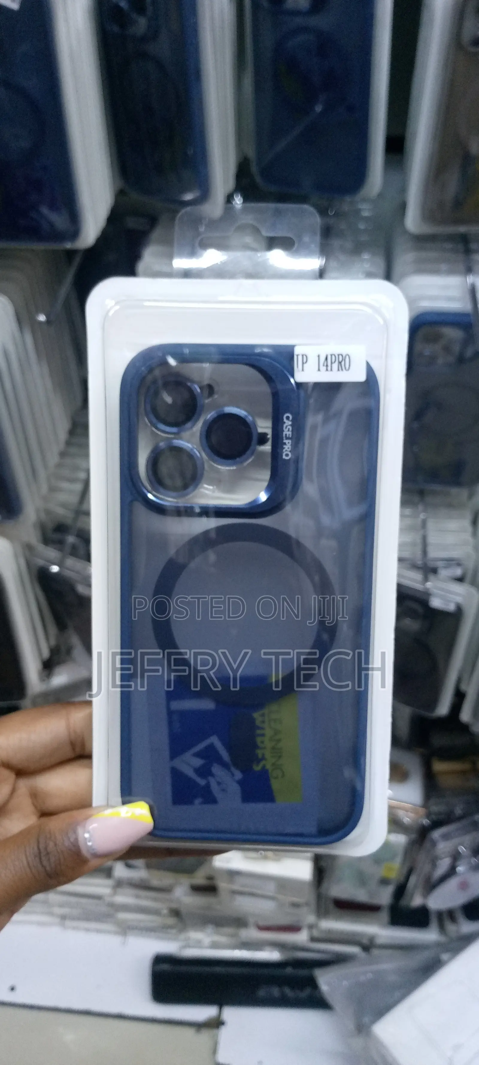 Blue iPhone 14 Pro Magsafe Case With Camera Stand/Metal Lens