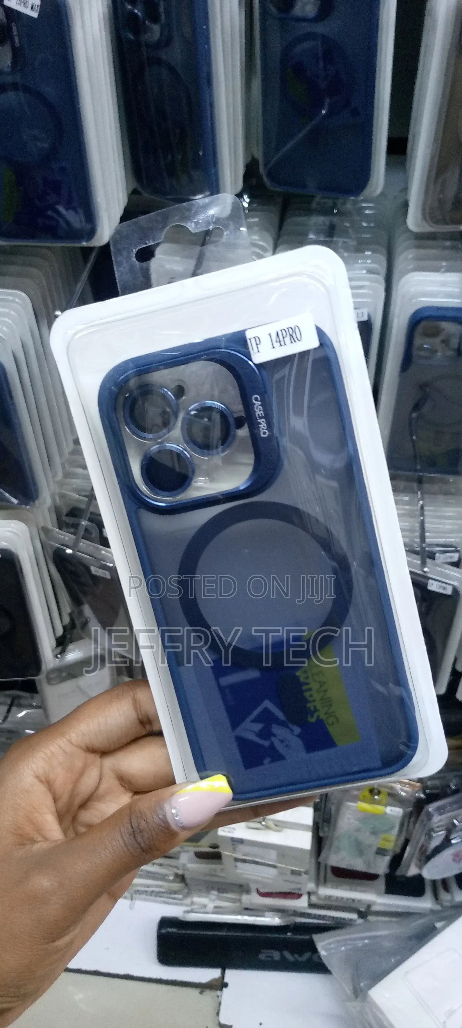 Blue iPhone 14 Pro Magsafe Case With Camera Stand/Metal Lens