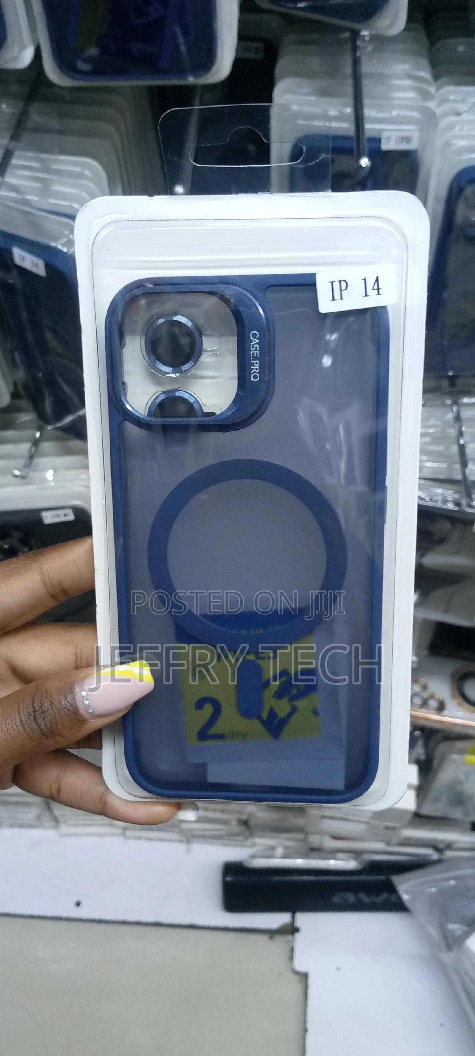 Blue Magsafe Iph 14 Case With Camera Stand/Metal Ring Lens