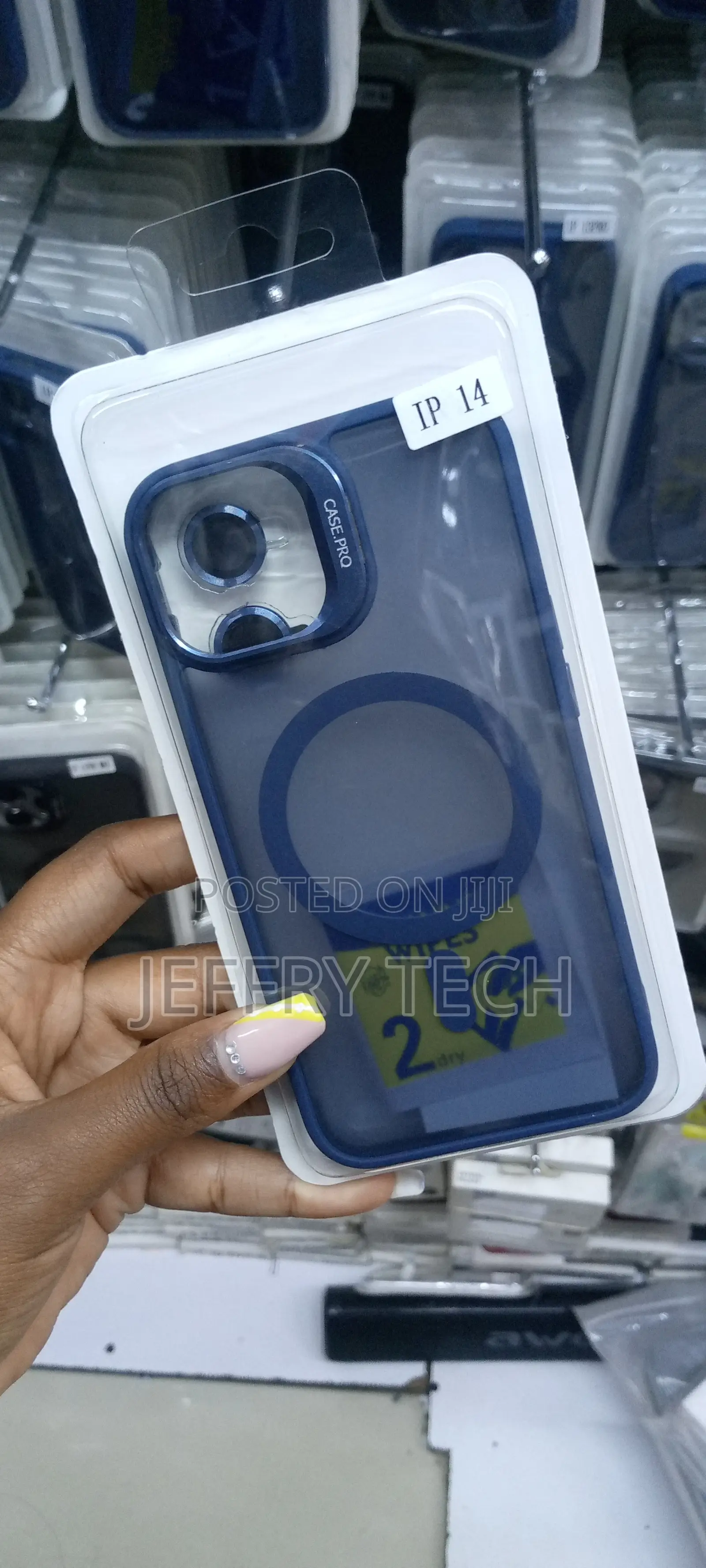 Blue Magsafe Iph 14 Case With Camera Stand/Metal Ring Lens