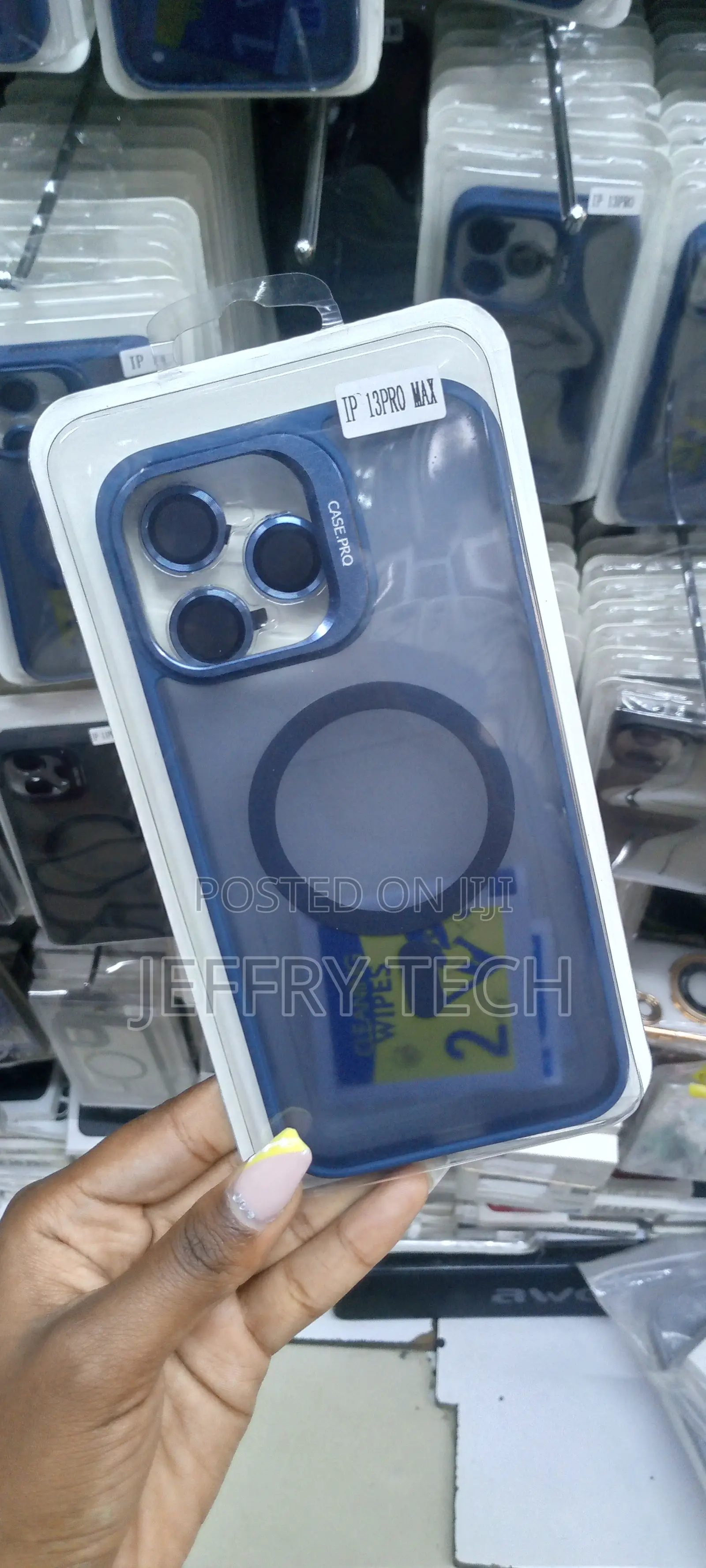 Blue Magsafe Case for iPhone 13 Promax With Metal Lens+Stand