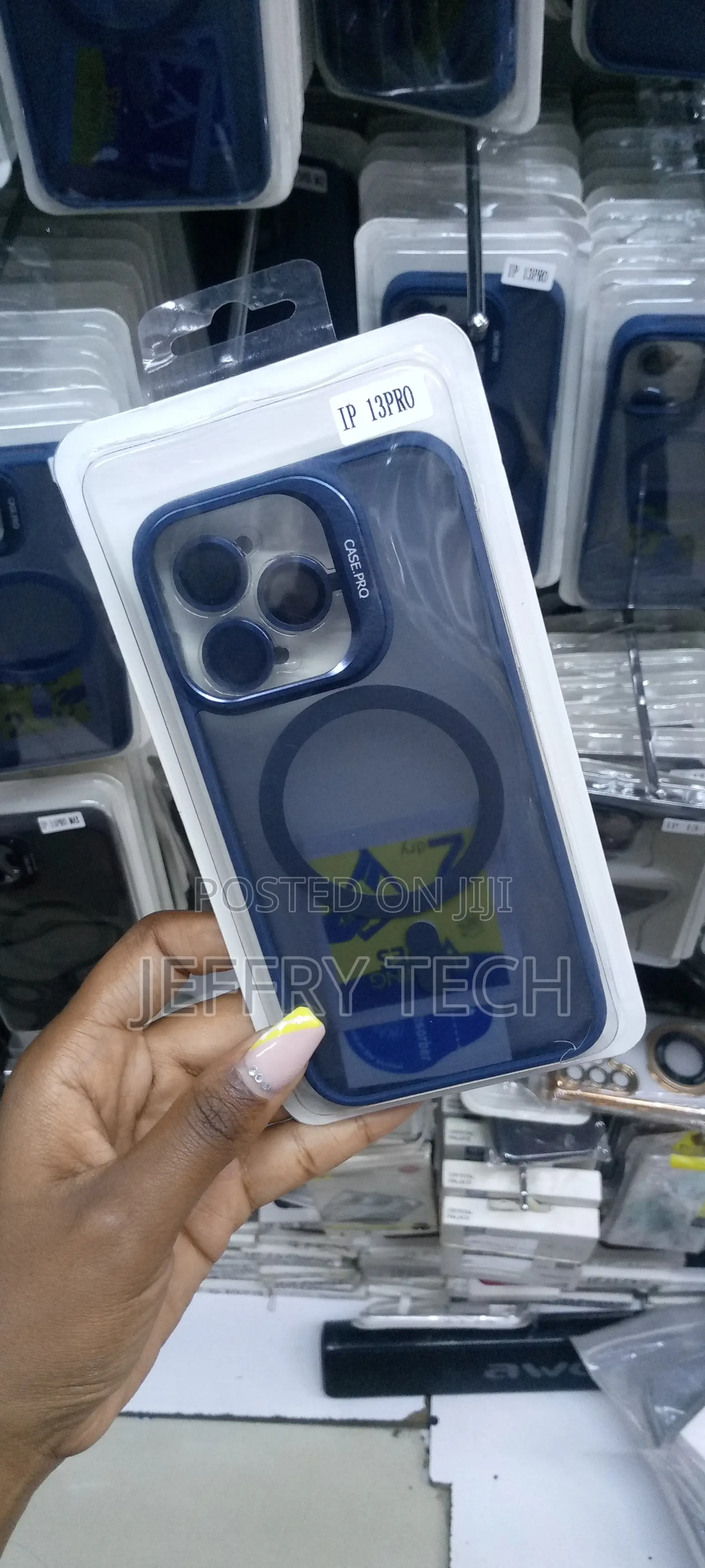 Blue Magsafe Ip 13 Pro Case With Camera Stand+ Ring Lens