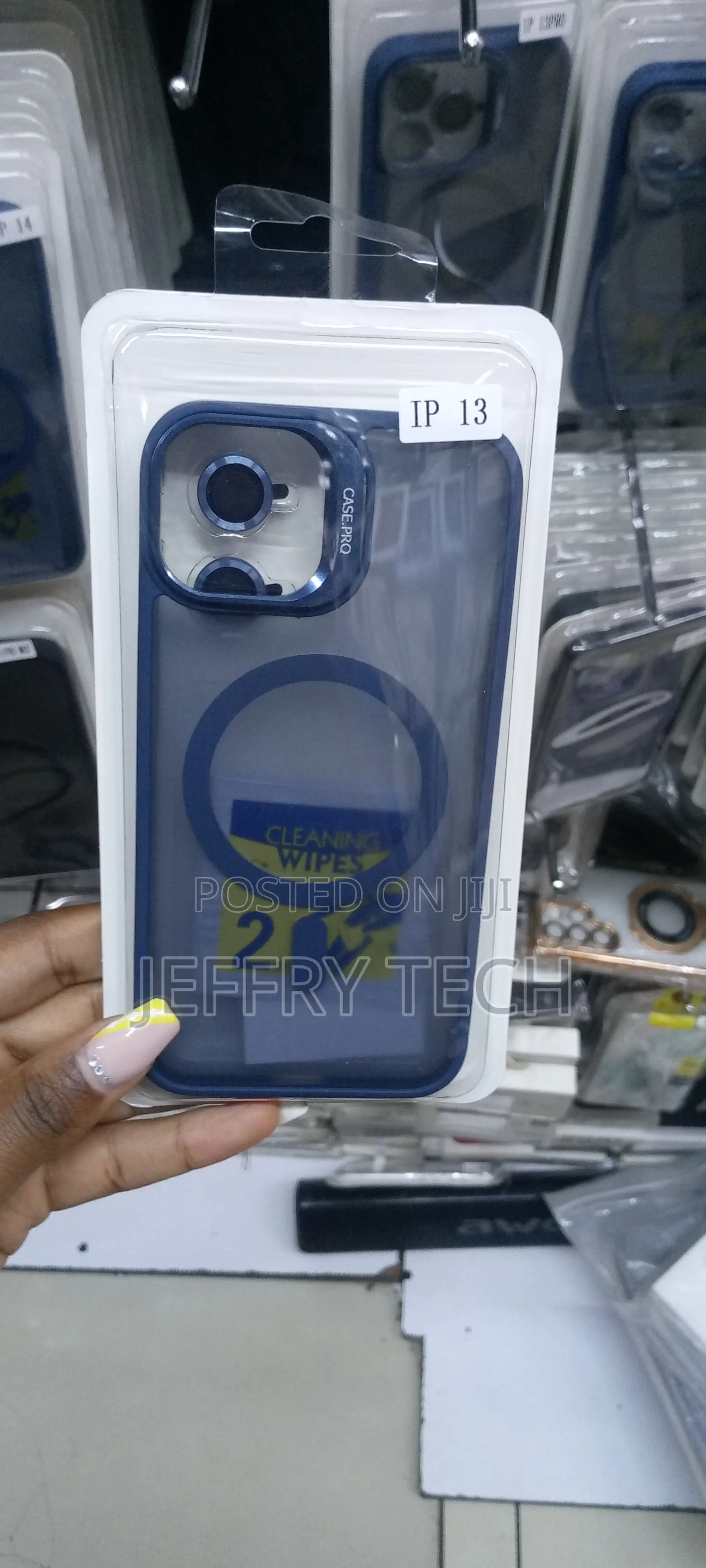 Blue Magsafe iPhone 13 Case With Camera Stand + Ring Lens
