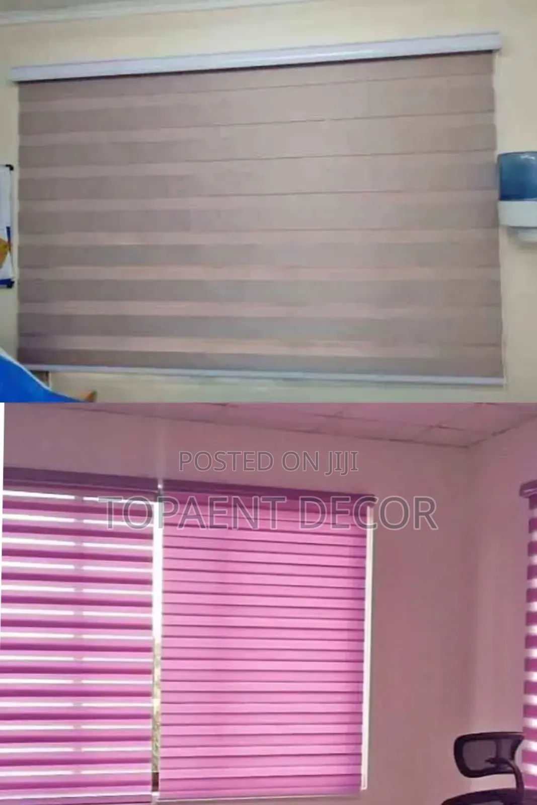 Pink and Beige Zebra Corean Office Blinders