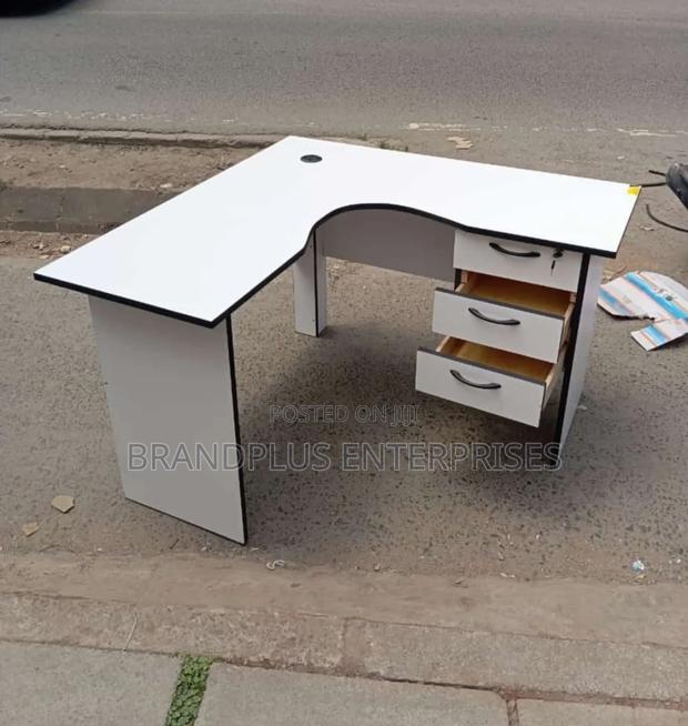 White L Shaped Office Desk - main view