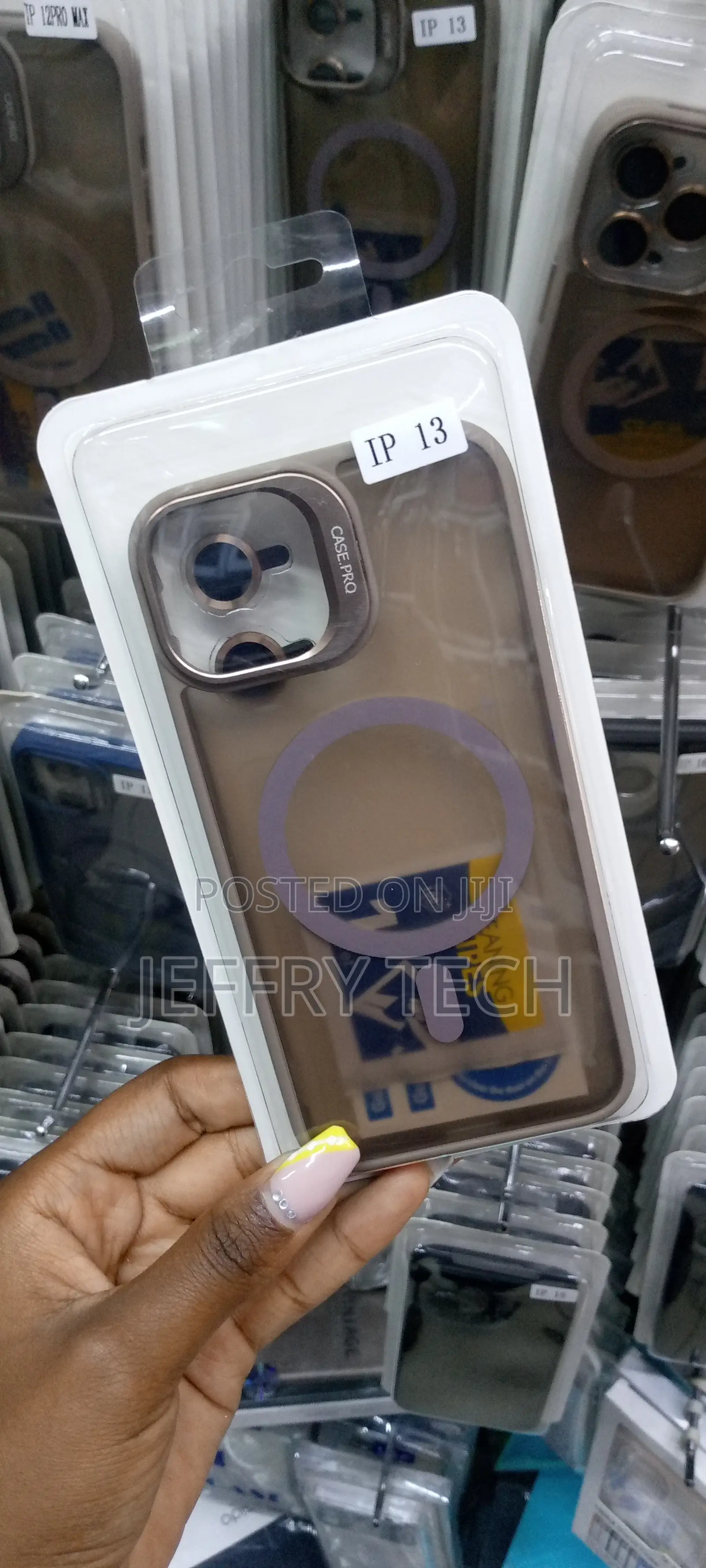 Gray Magsafe iPhone 13 Case With Camera Stand / Ring Lens