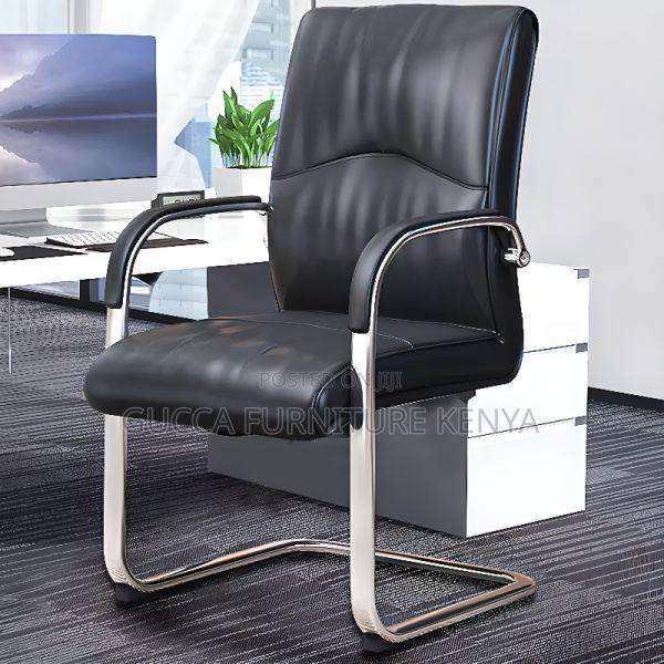 Office Chairs:Boardroom Style Leather Chair With Fixed Arms - thumbnail 3