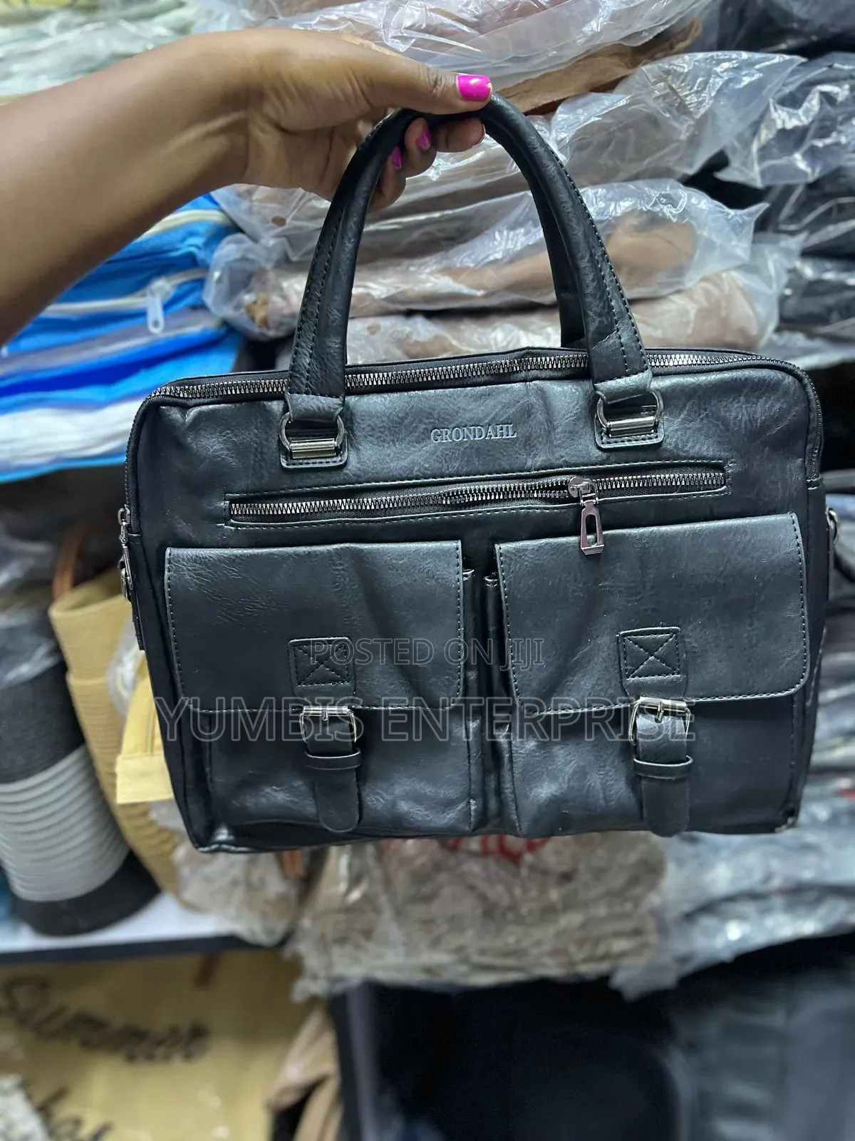 Black P Leather Laptop/Shoulder/Bags for Men