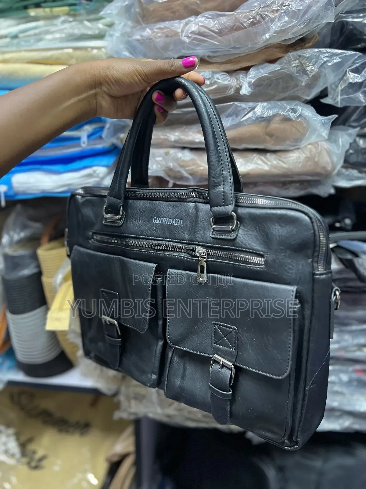 Black P Leather Laptop/Shoulder/Bags for Men