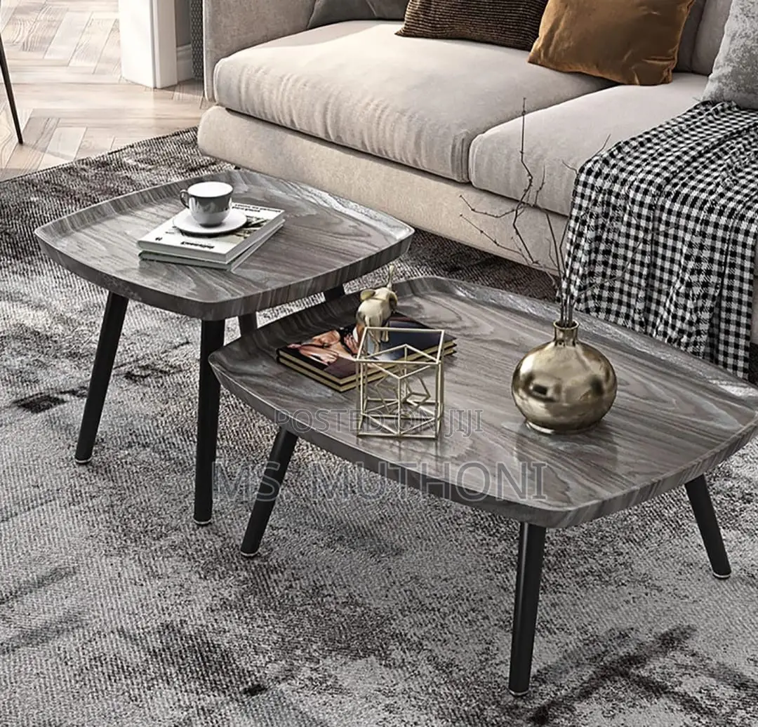 High Quality 2pc Coffee Table ( White / Grey )