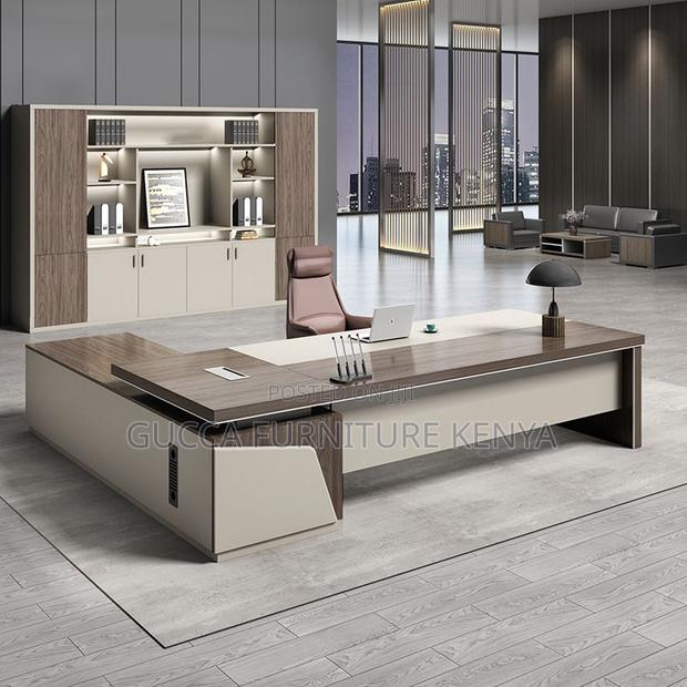 Office Tables:Modern Solid L-Shape 160cm With Extension - thumbnail 2