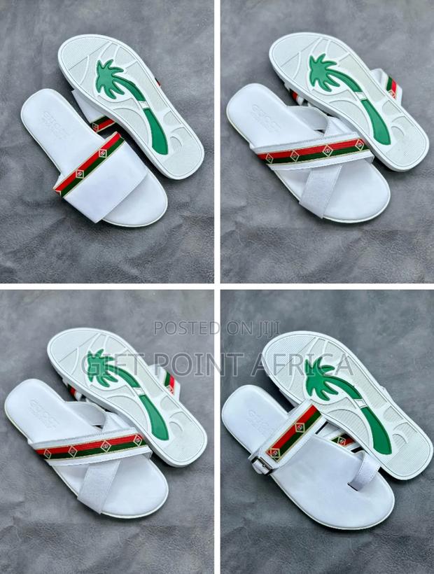 White Men's Leather Sandals(Slides