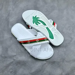 White Men's Leather Sandals(Slides