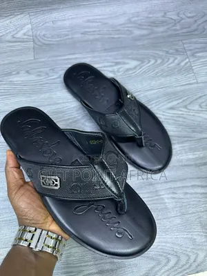 Black Leather Sandals for Men