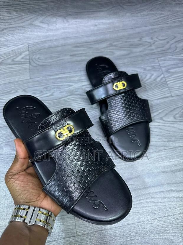 Black Leather Sandals for Men - thumbnail 5