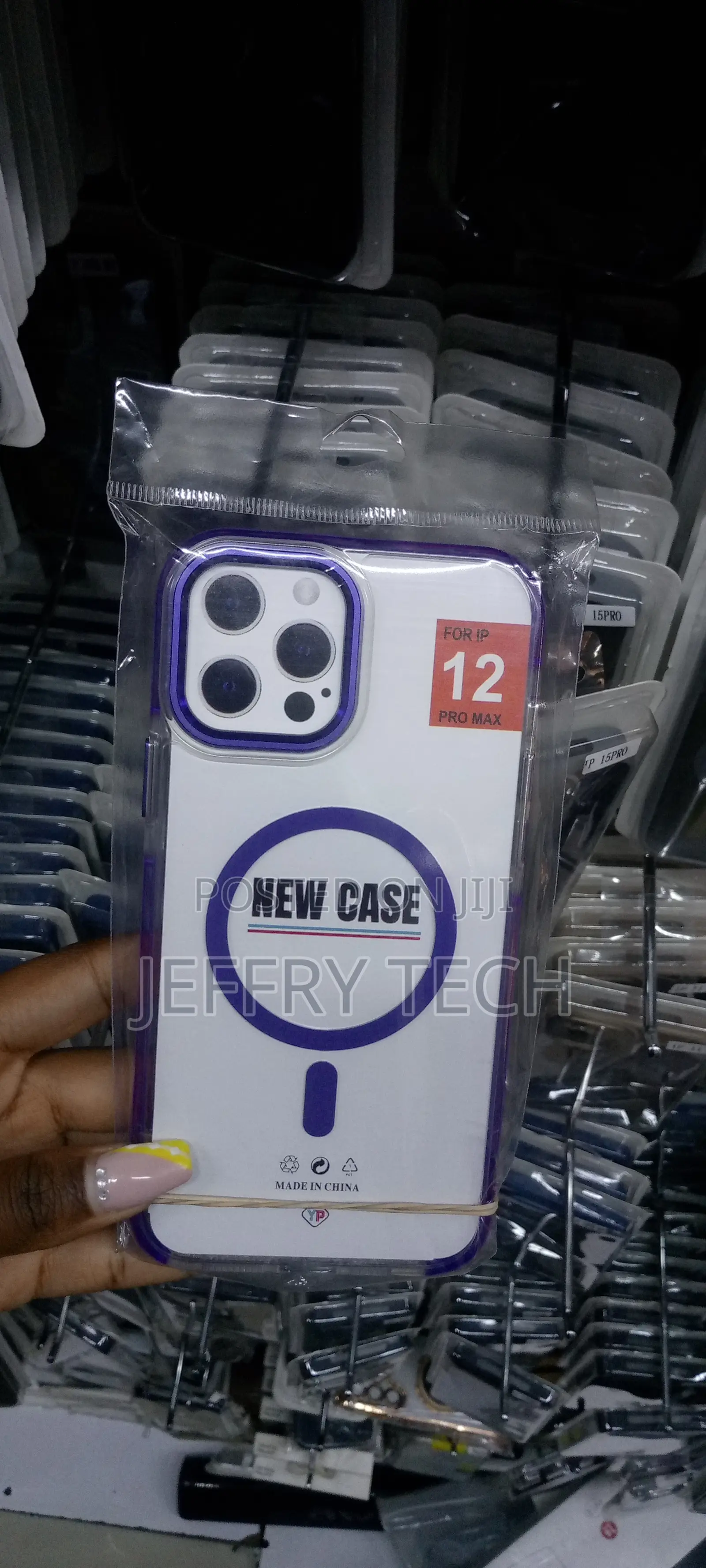 Grip for Magsafe for iPhone 14 Pro Blue Edgea Clear Case