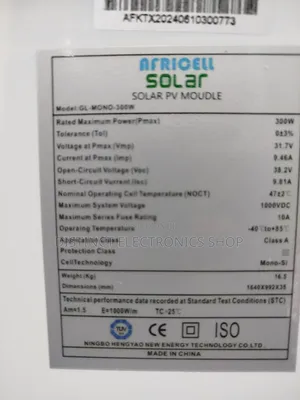 Africell Solar Panel 300watts
