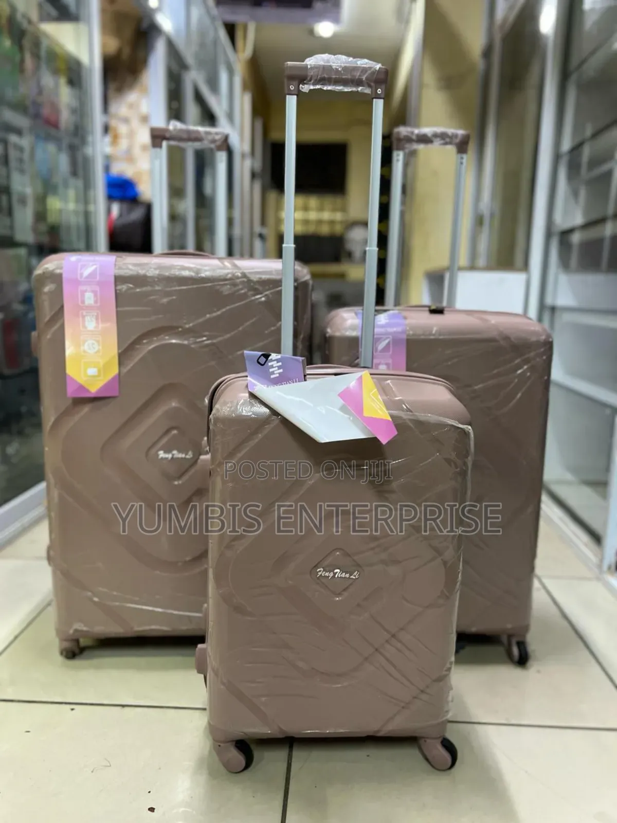 Beige 3 in 1 (No 30)Big Size Rubber Suitcase Set at 9500