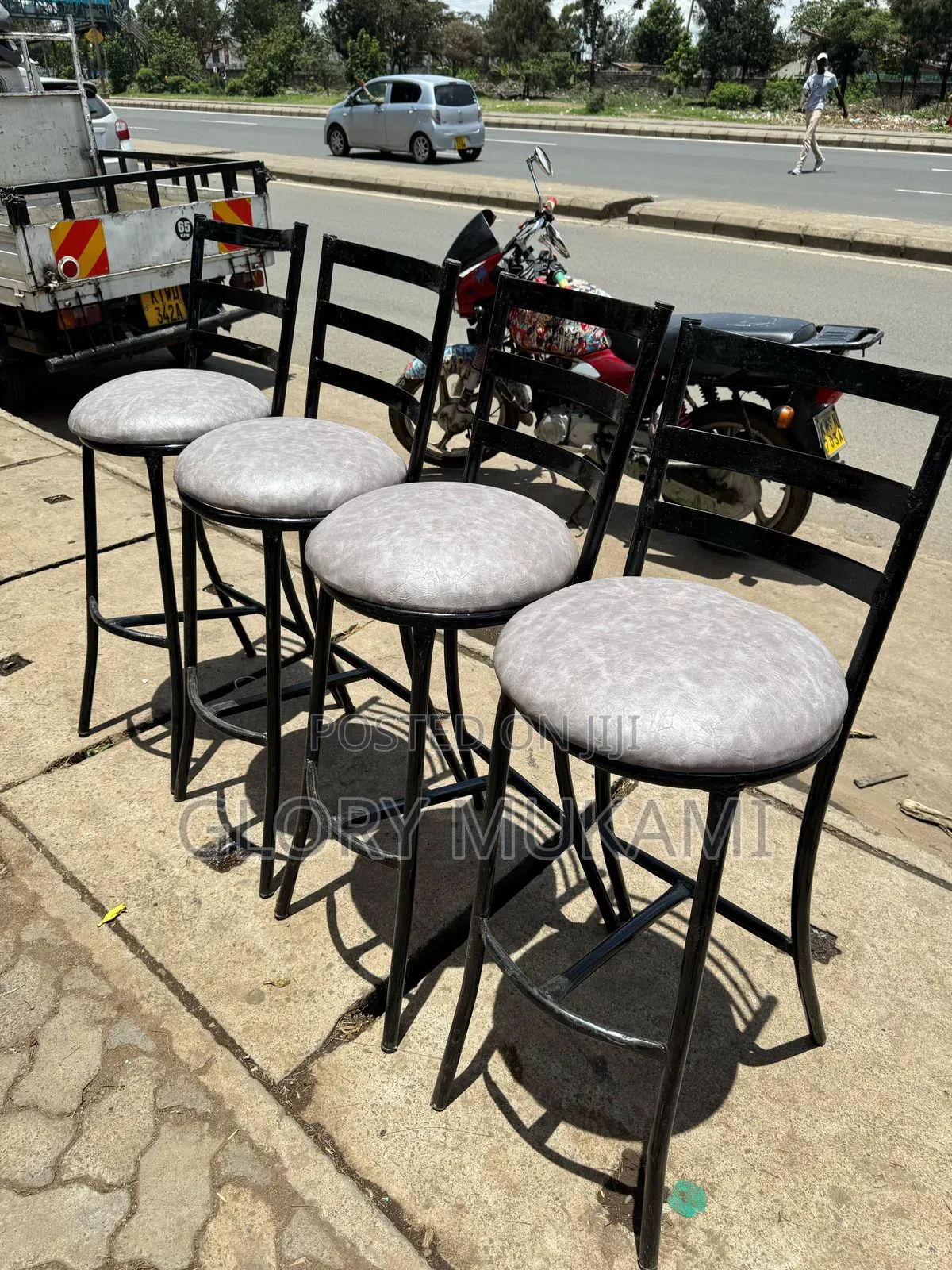 Restaurants Cafe High Bar Chairs Grey