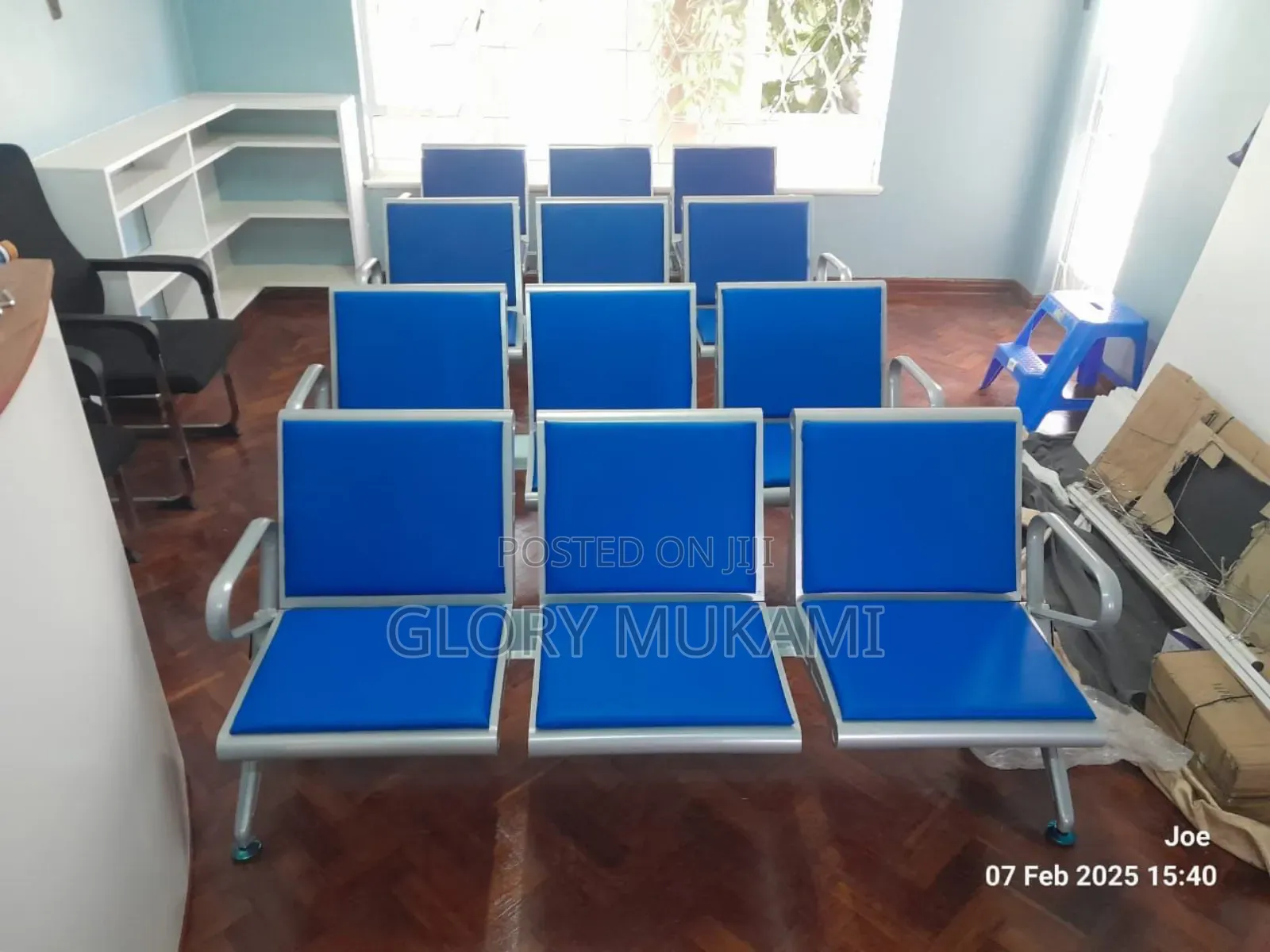 Blue Waiting Chairs 3 Seater
