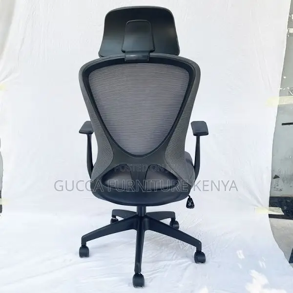 Office Chairs:Grey Mesh Back Office Chair With Headrest