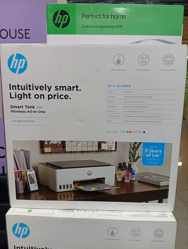 Color Wireless Ink Printer Hp Smart Tank 580 Aio Wifi - thumbnail 3