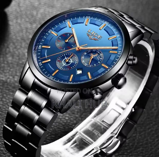 Lige Chronograph Watch With Date Display, Moon Phase Working