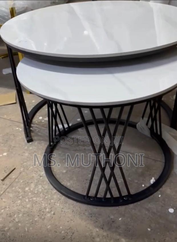 White Modern Luxury 2in1 Marble Nesting Tables. - thumbnail 2