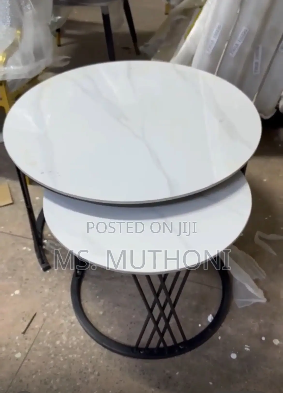 White Modern Luxury 2in1 Marble Nesting Tables.