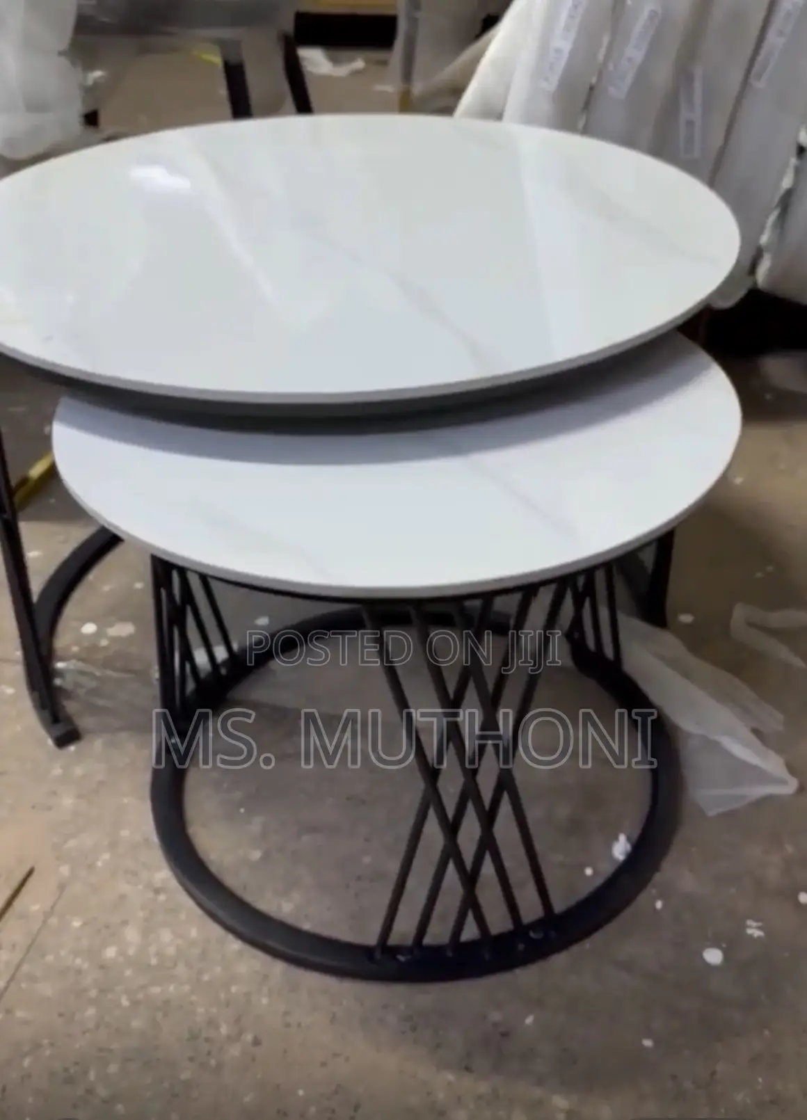 White Modern Luxury 2in1 Marble Nesting Tables.